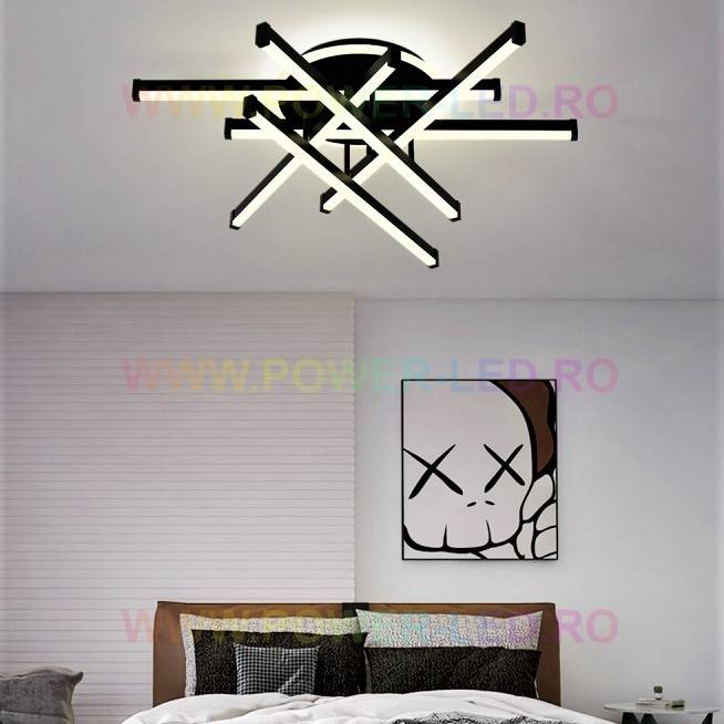 Lustra LED 150W 6 LINES Design Round Black Telecomanda