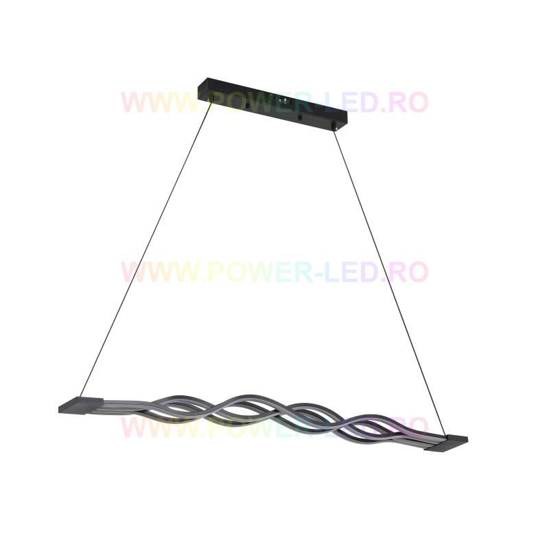 Lustra LED Waves Black Echivalent 800W Telecomanda