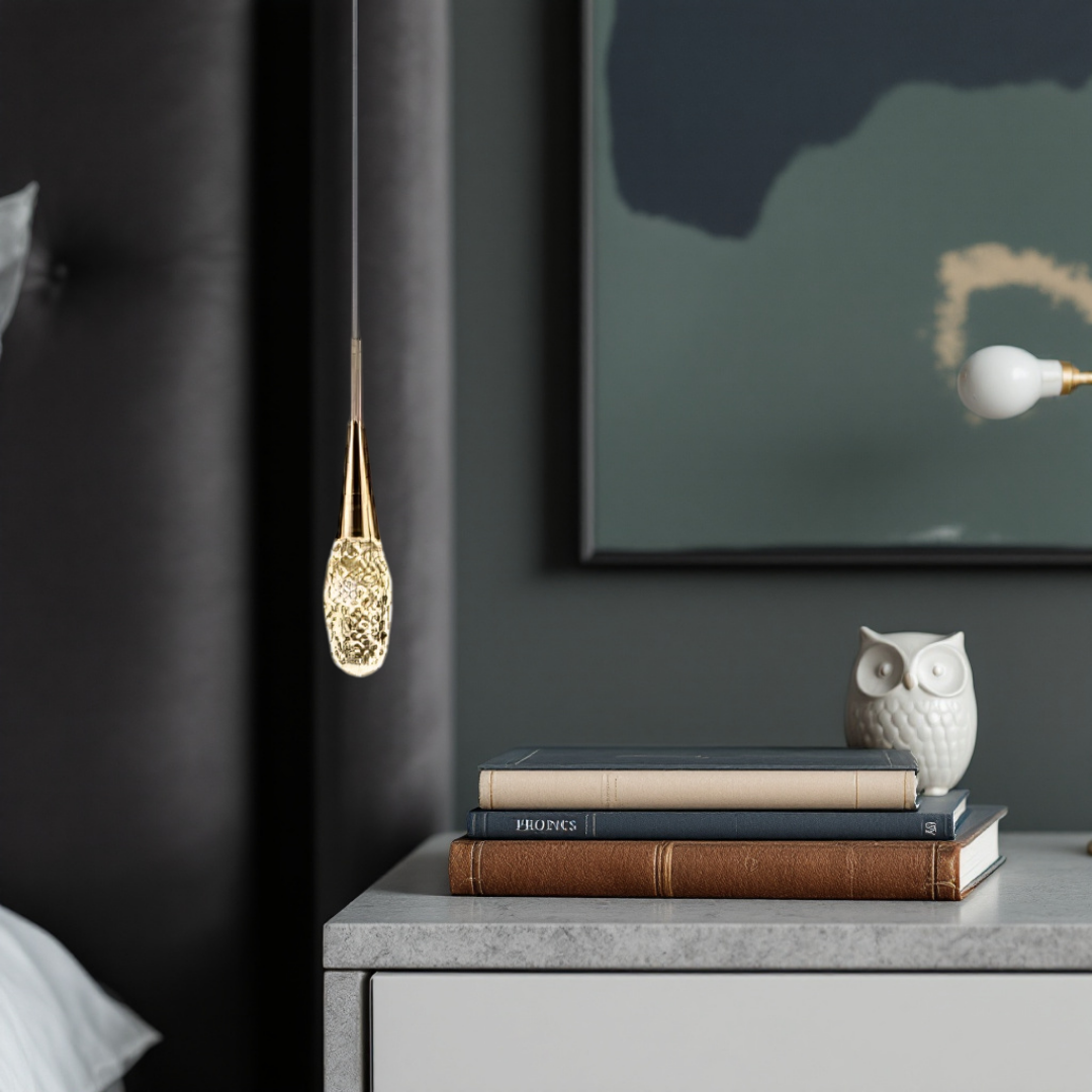 Pendul LED Luxury Crystal Golden Drops