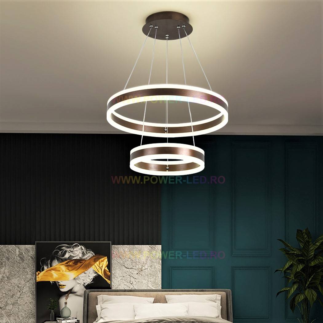 Lustra LED 204W KING Wenge 2 Segmente Telecomanda