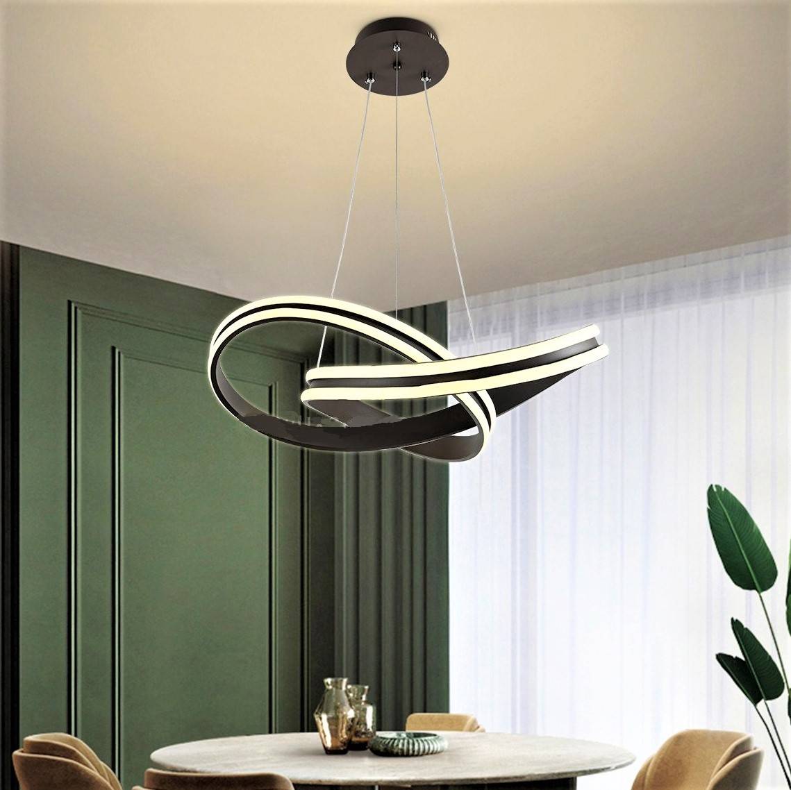 Lustra LED 192W Bianca Wenge 2 Segmente Telecomanda Echivalent 500W