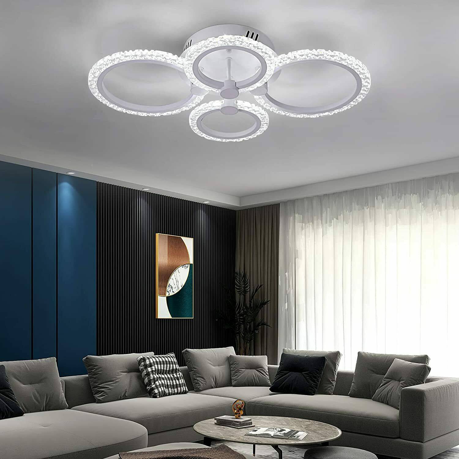 Lustra LED 2+2 CIRCLE Bubble Echivalent 400W Telecomanda