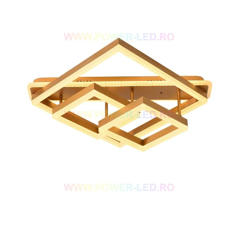 Lustra LED 182W ALLIS SQUARES Gold Telecomanda
