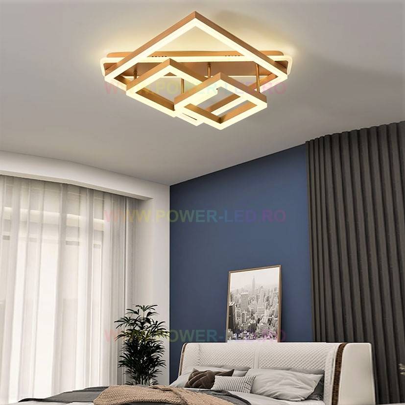 Lustra LED 182W ALLIS SQUARES Gold Telecomanda