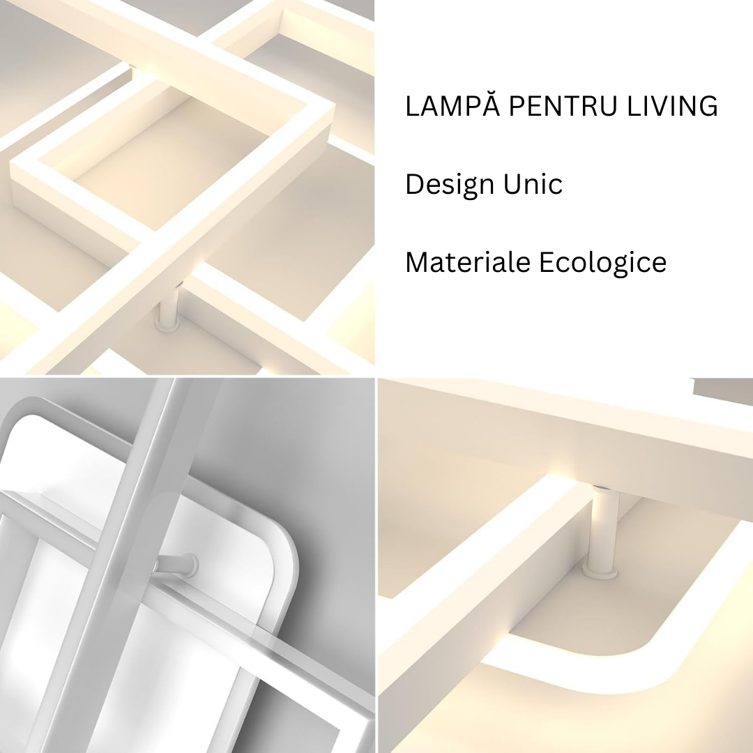 Lustra LED TWO SQUARE SILVER Echivalent 600W Telecomanda