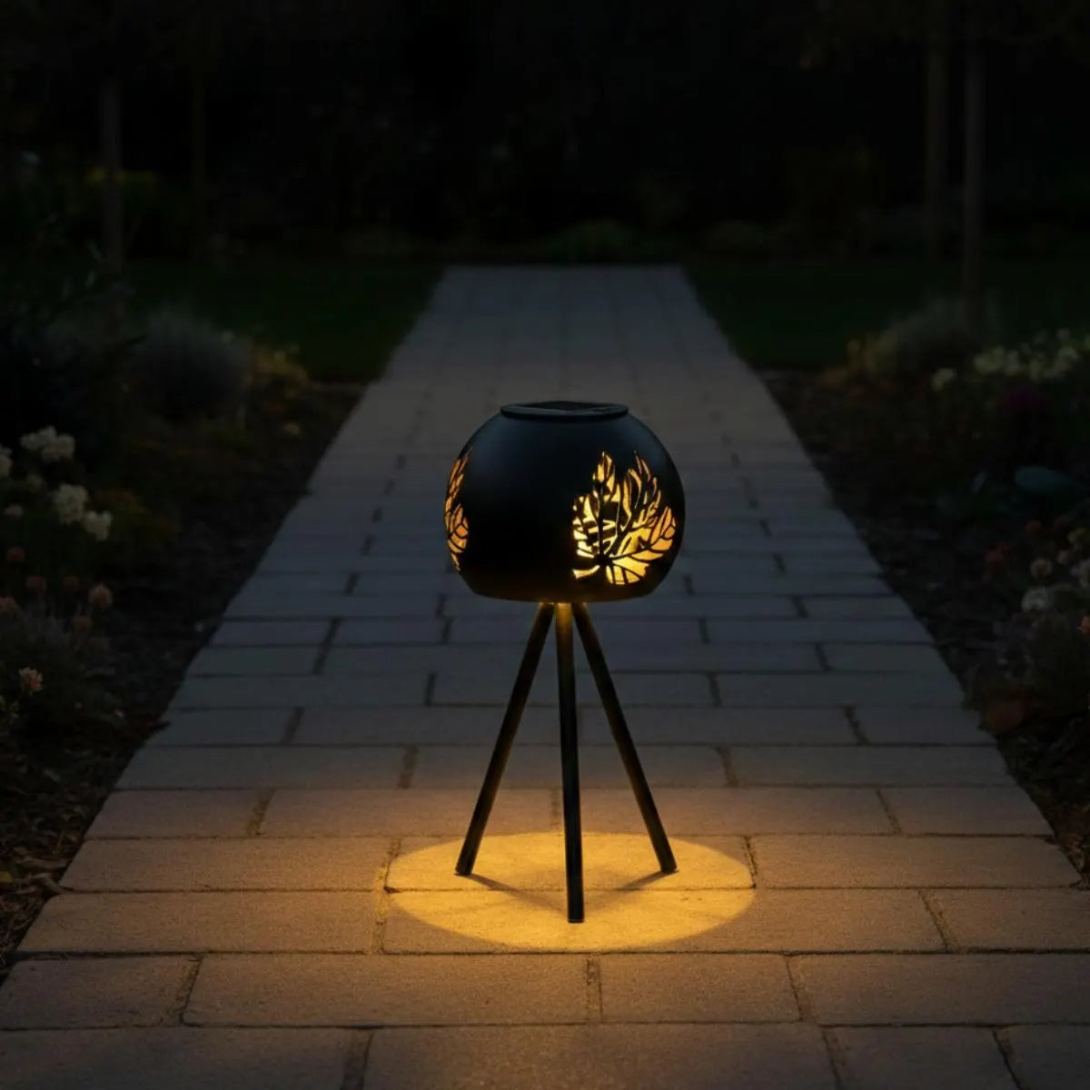 Lampa LED SOLAR Black & Gold cu Incarcare Solara 30.5CM Premium