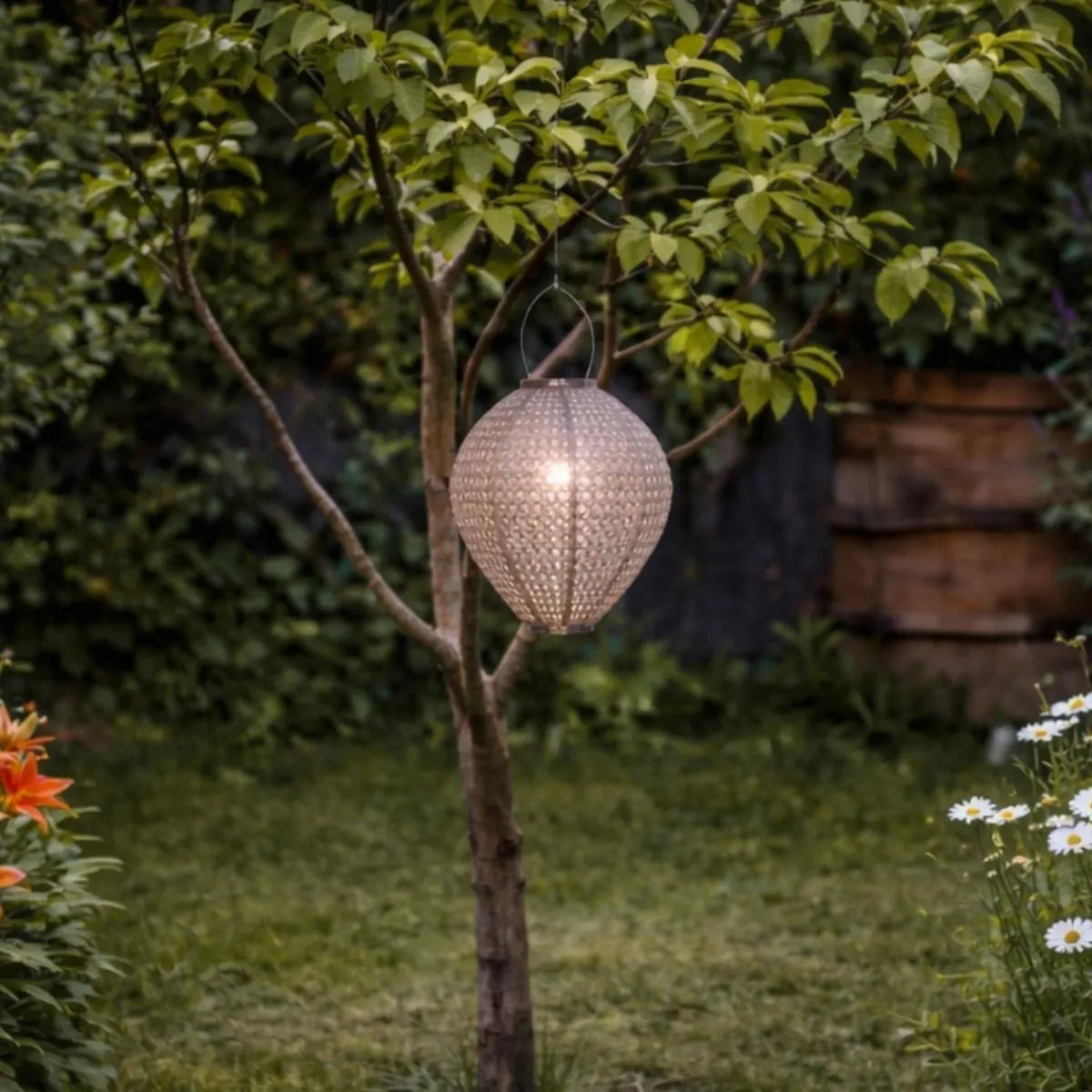 Lampa LED RAKO Beige cu Incarcare Solara 30CM Premium