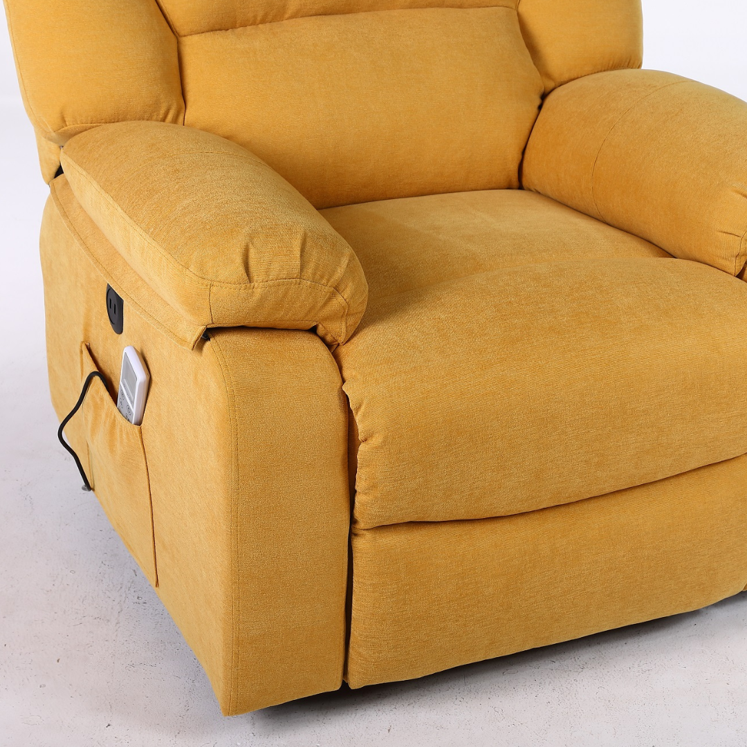 Fotoliu cu Masaj si Incalzire, Recliner Electric, Galben
