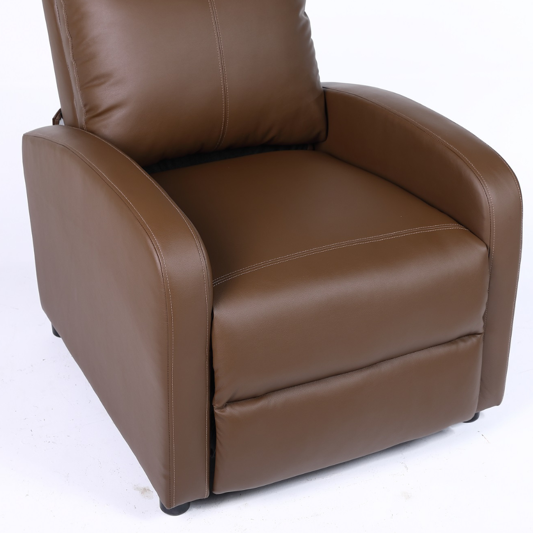 Fotoliu Recliner din Piele Ecologica Spatar Rabatabil si Suport Picioare Extensibil Maro