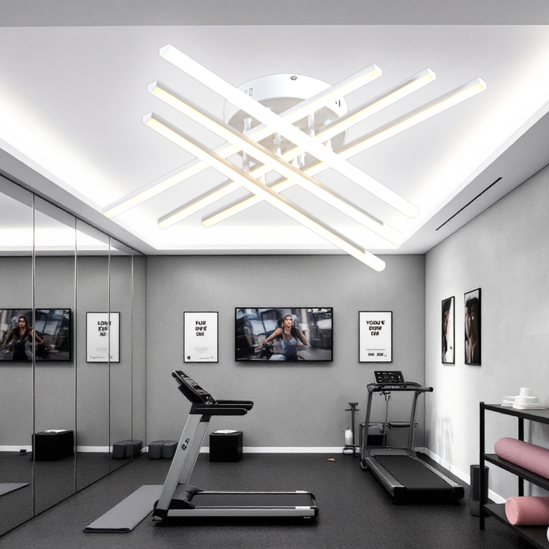 Lustra LED 96W X cu 6 Linii Albe Echivalent 700W cu Telecomanda