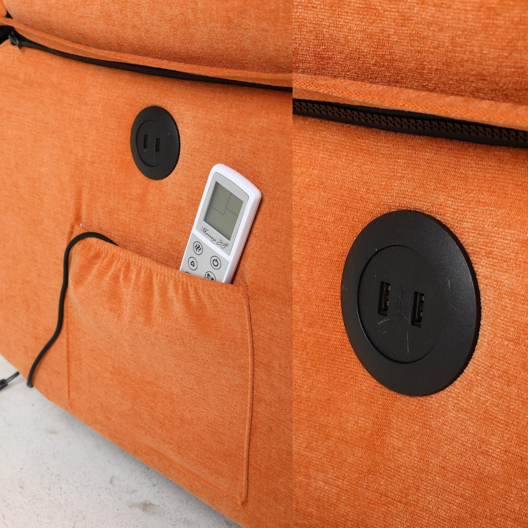 Fotoliu cu Masaj si Incalzire, Recliner Electric, Portocaliu