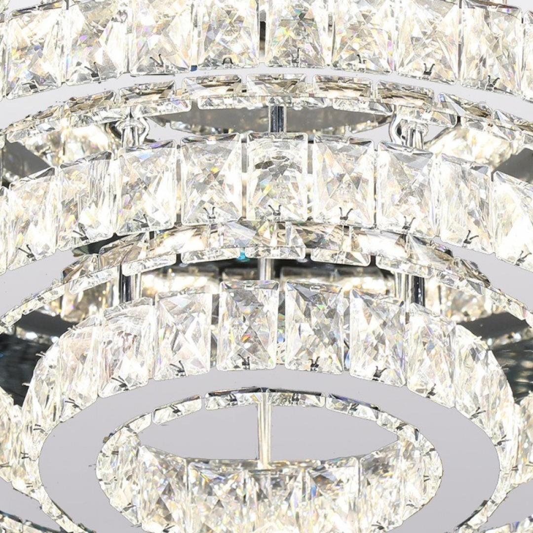 Lustra LED Exquisite Round Cristal Echivalent 400W Telecomanda CHROME / 40CM / CRISTAL Chandeliers