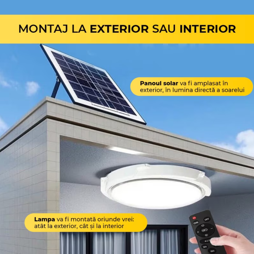 Aplica LED 60W cu Panou Solar si Telecomanda