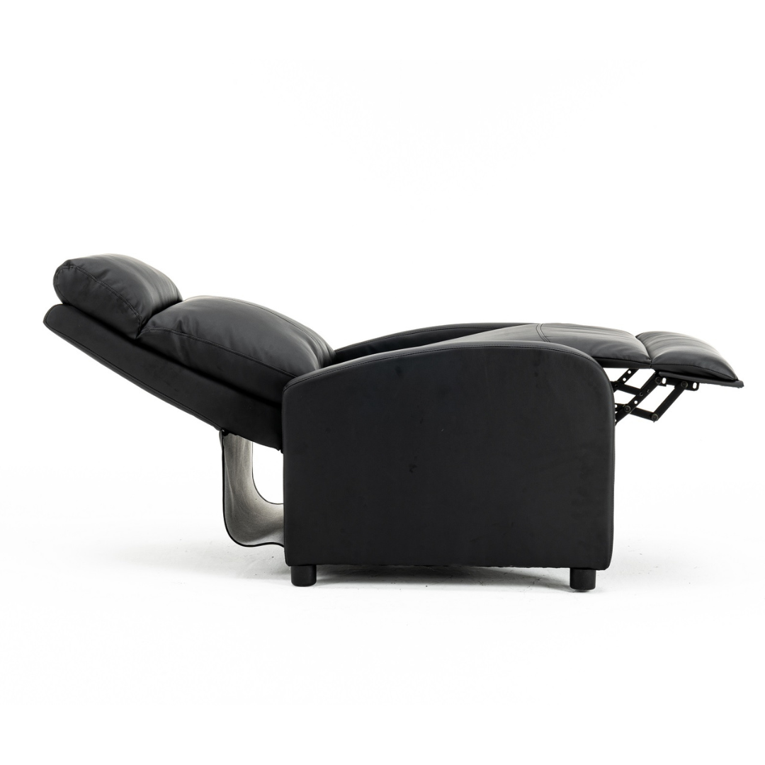 Fotoliu Recliner din Piele Ecologica Spatar Rabatabil si Suport Picioare Extensibil Negru