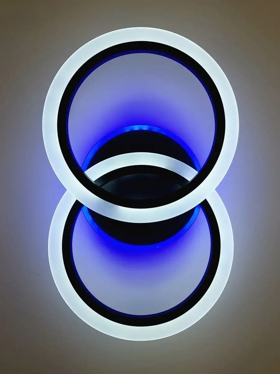 Lustra LED Doua Cercuri Negre RGB Echivalent 250W Telecomanda