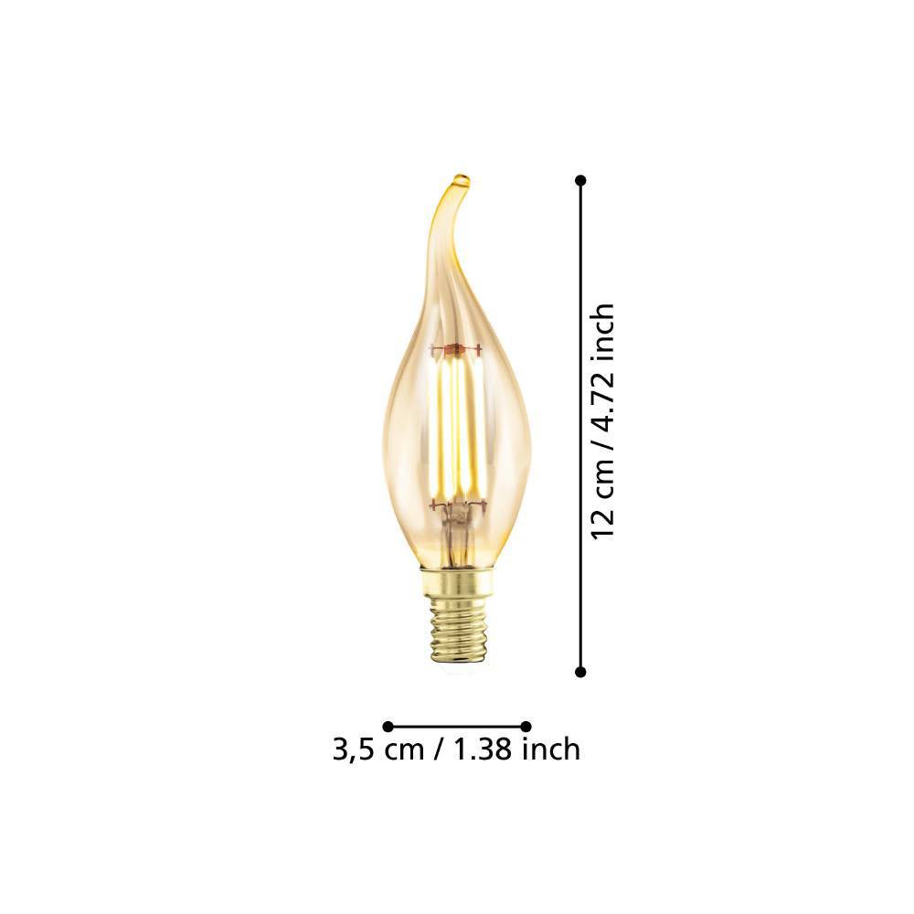 Bec LED E14 4W 1700K Filament Flacara Fumuriu Dimabil