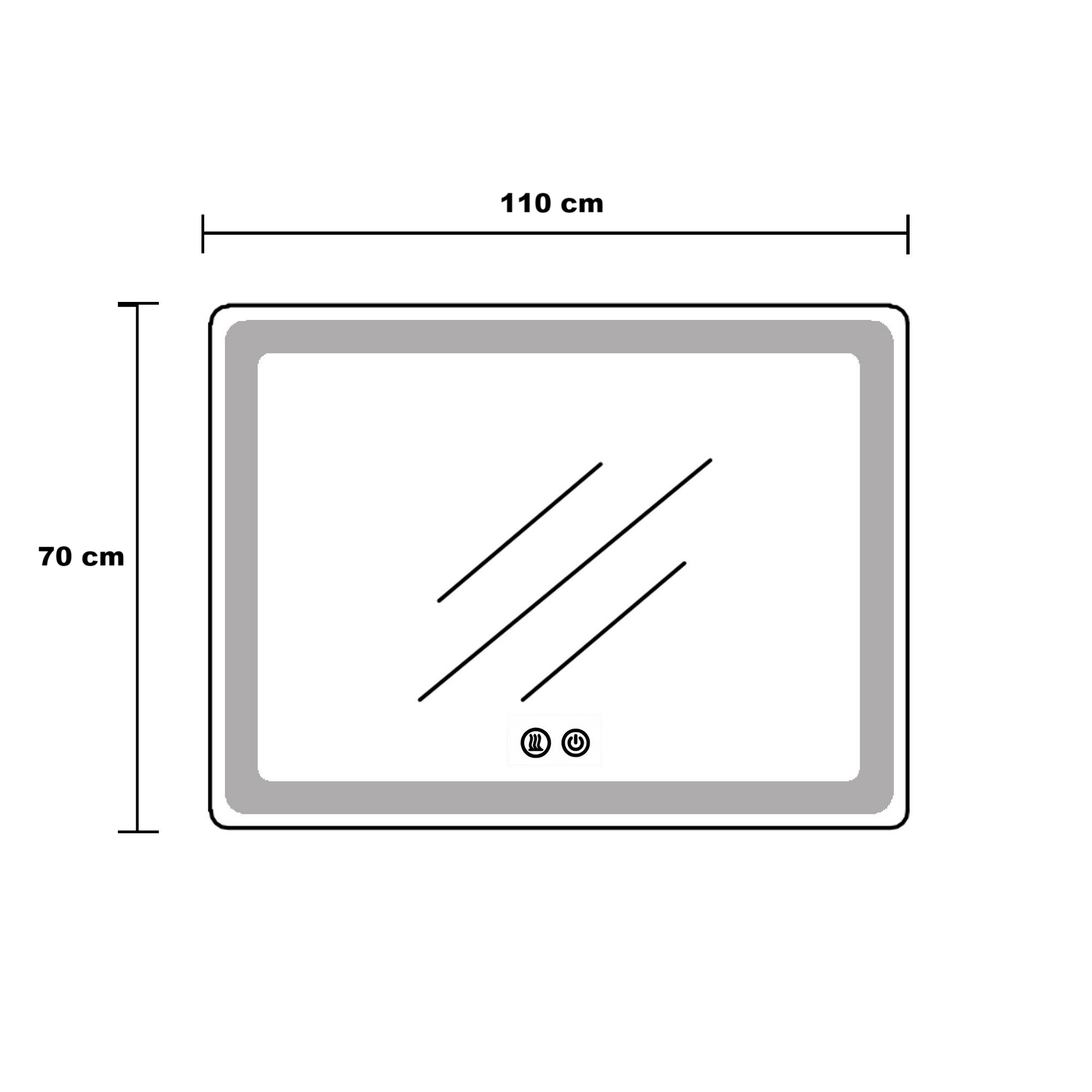 Oglinda LED 110x70cm Rama Neagra, Dezaburire, Ceas, Temperatura, Touch si 3 Lumini OD058/BK