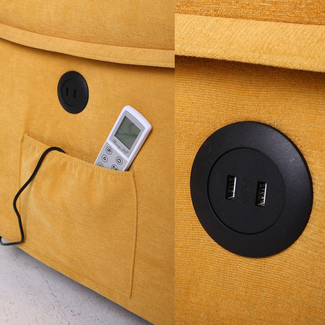 Fotoliu cu Masaj si Incalzire, Recliner Electric, Galben