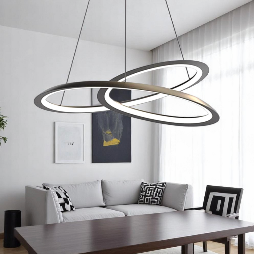 Lustra LED Suspendata 120W Lumea Black Telecomanda Echivalent 600W