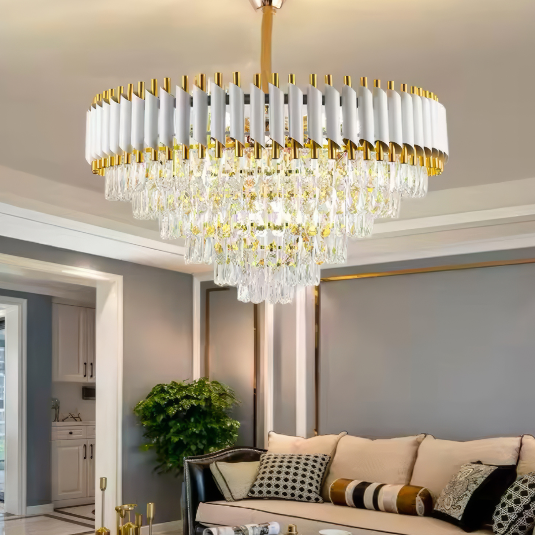 Candelabru Cristal 750MM WHITE PANTHER 8801/750 ALB + AURIU / 75CM / CRISTAL Chandeliers Crystal