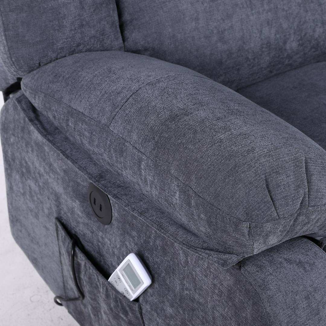 Fotoliu cu Masaj si Incalzire, Recliner Electric, Gri Inchis