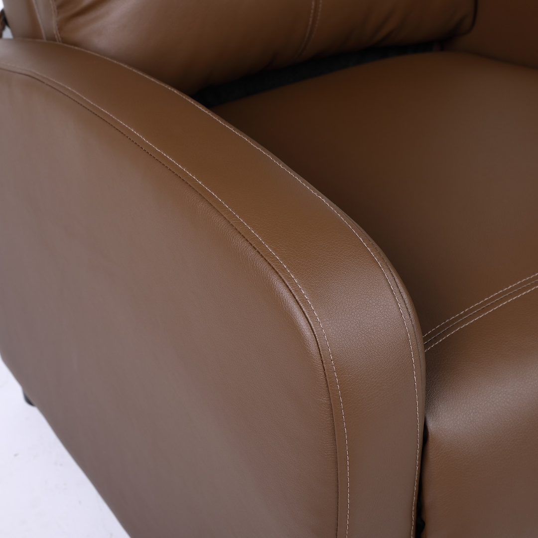 Fotoliu Recliner din Piele Ecologica Spatar Rabatabil si Suport Picioare Extensibil Maro