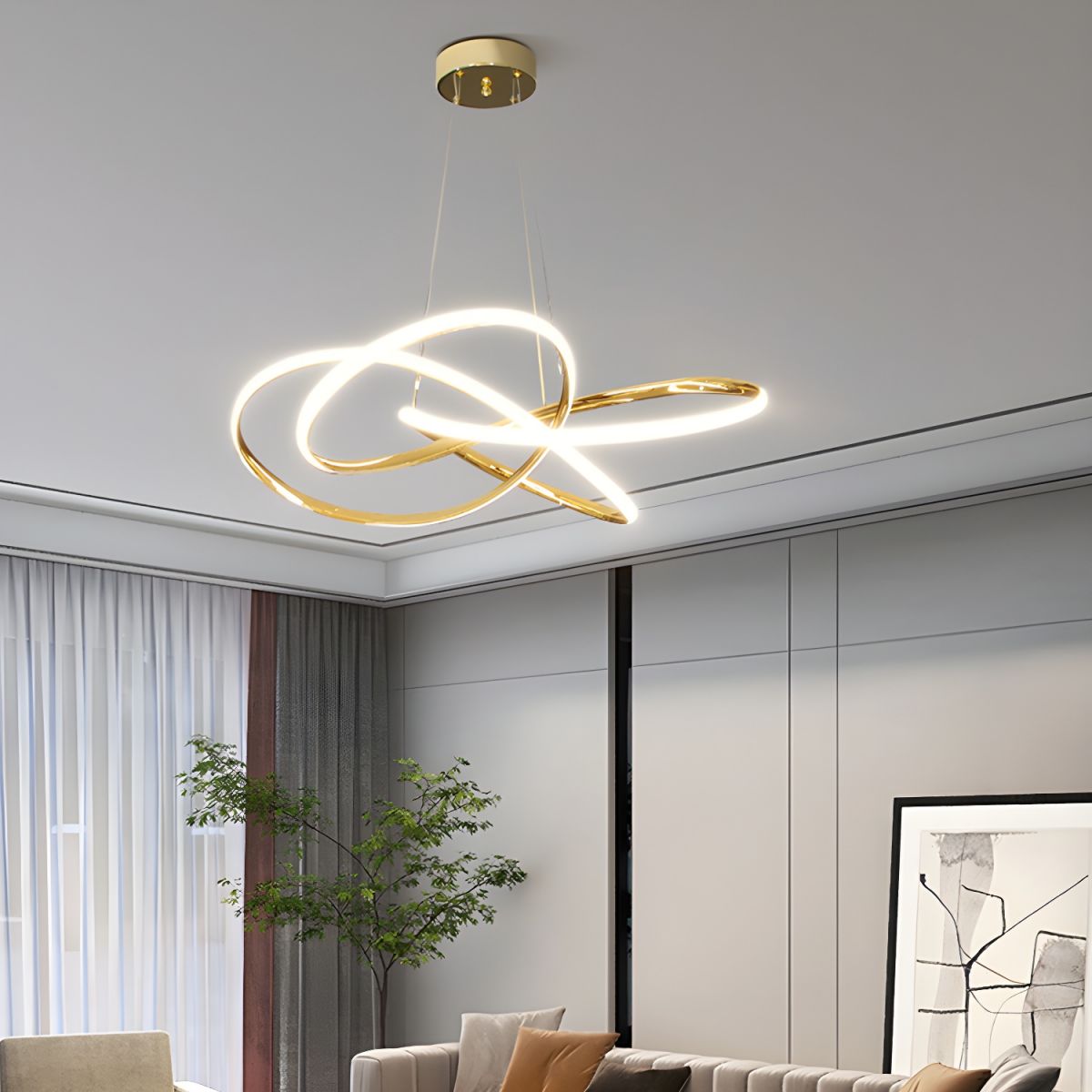 Lustra LED Suspendata Eternity Gold Echivalent 800W Telecomanda
