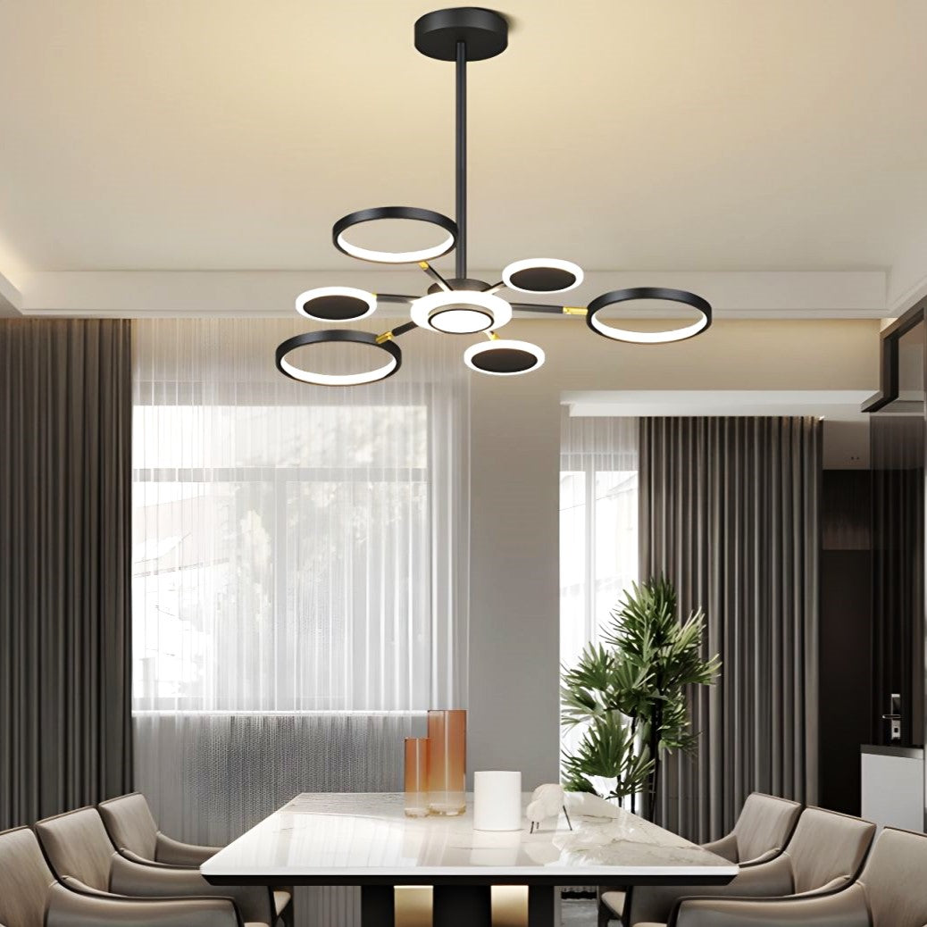 Lustra LED Gambit Black 3+3+1 Brate reglabile Echivalent 500W Telecomanda