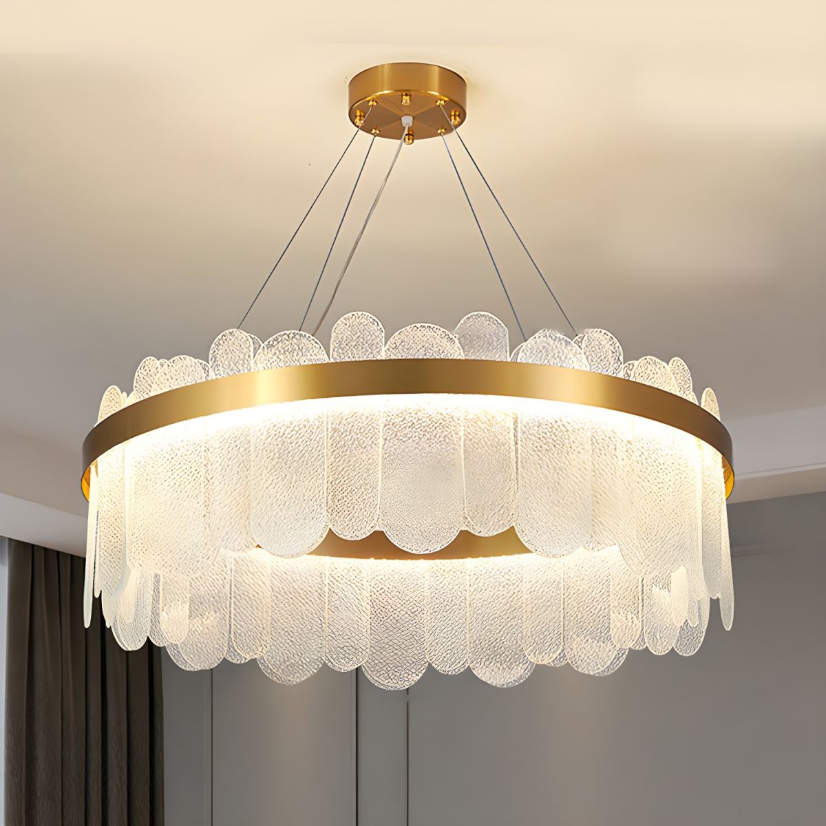 Lustra Led Suspendata Queen Gold Cristal Ceiling Light Fixtures