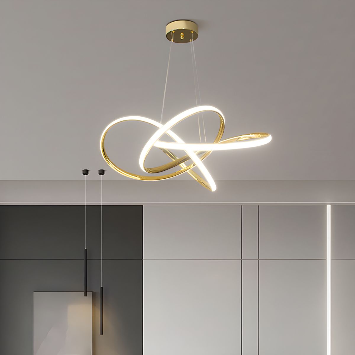 Lustra LED Suspendata Eternity Gold Echivalent 800W Telecomanda