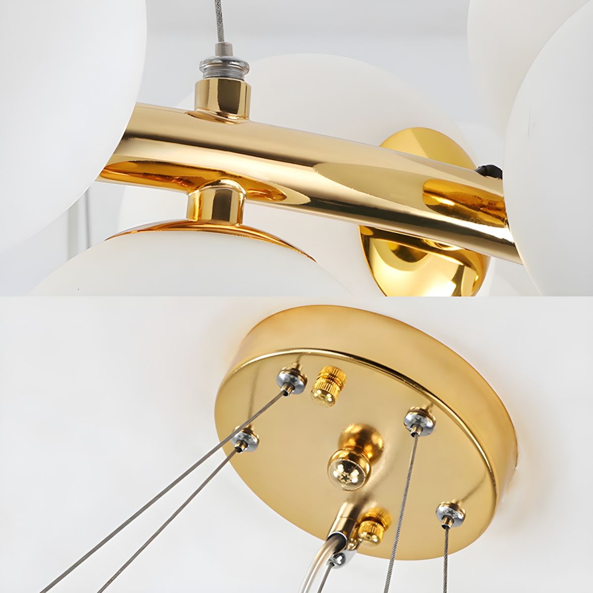 Lustra Abajur MAT Auriu Lucios Rotunda 25xG9 70CM