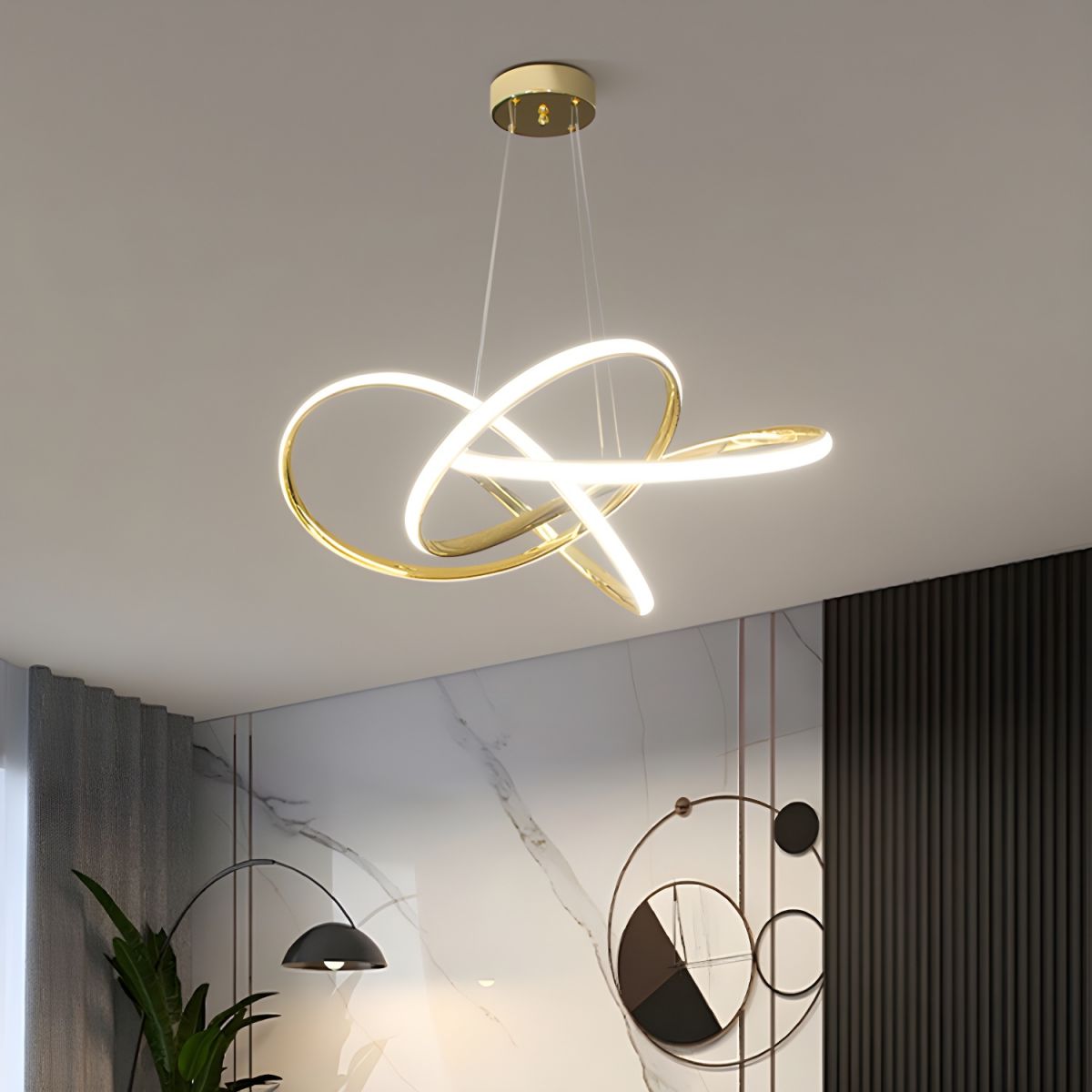 Lustra LED Suspendata Eternity Gold Echivalent 800W Telecomanda