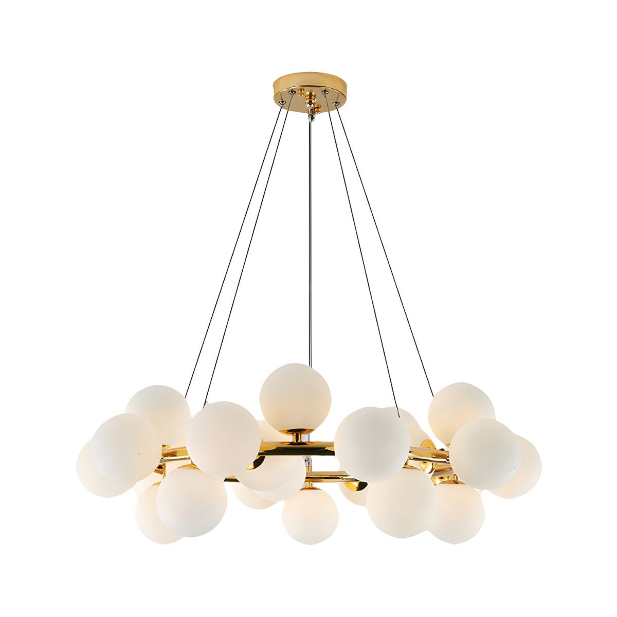 Lustra Abajur MAT Auriu Lucios Rotunda 25xG9 70CM