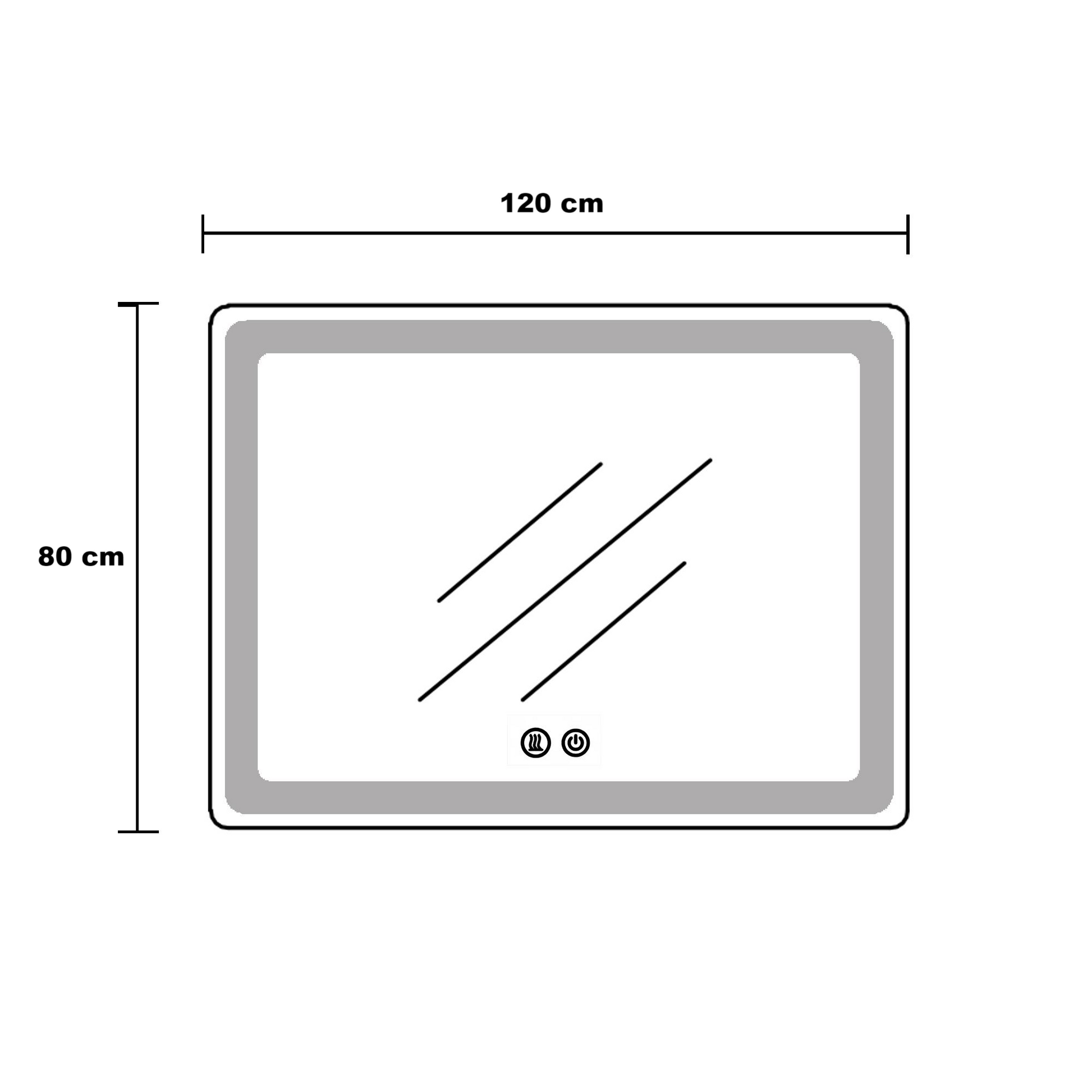 Oglinda LED 120x80cm Dezaburire, Ceas, Temperatura, Touch si 3 Lumini OD058