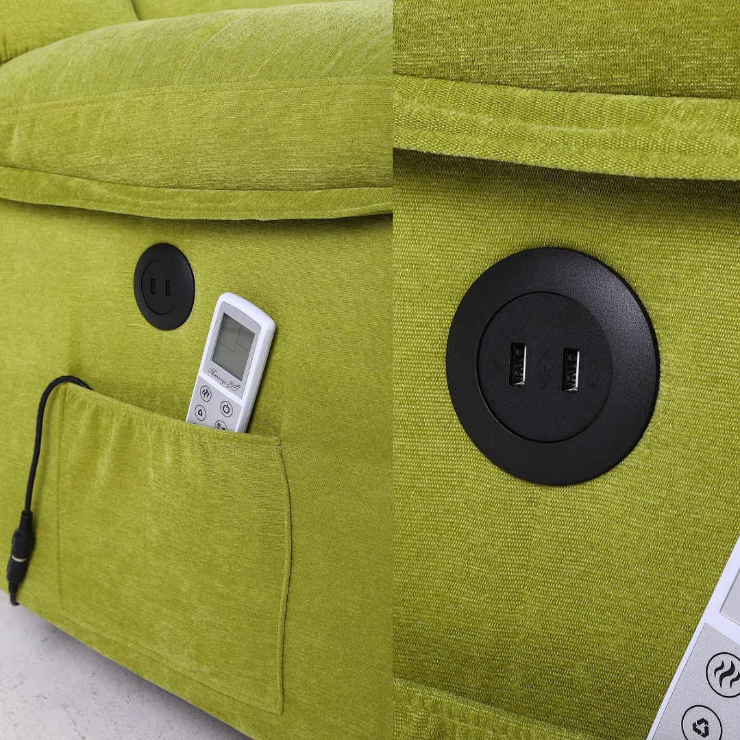 Fotoliu cu Masaj si Incalzire, Recliner Electric, Verde