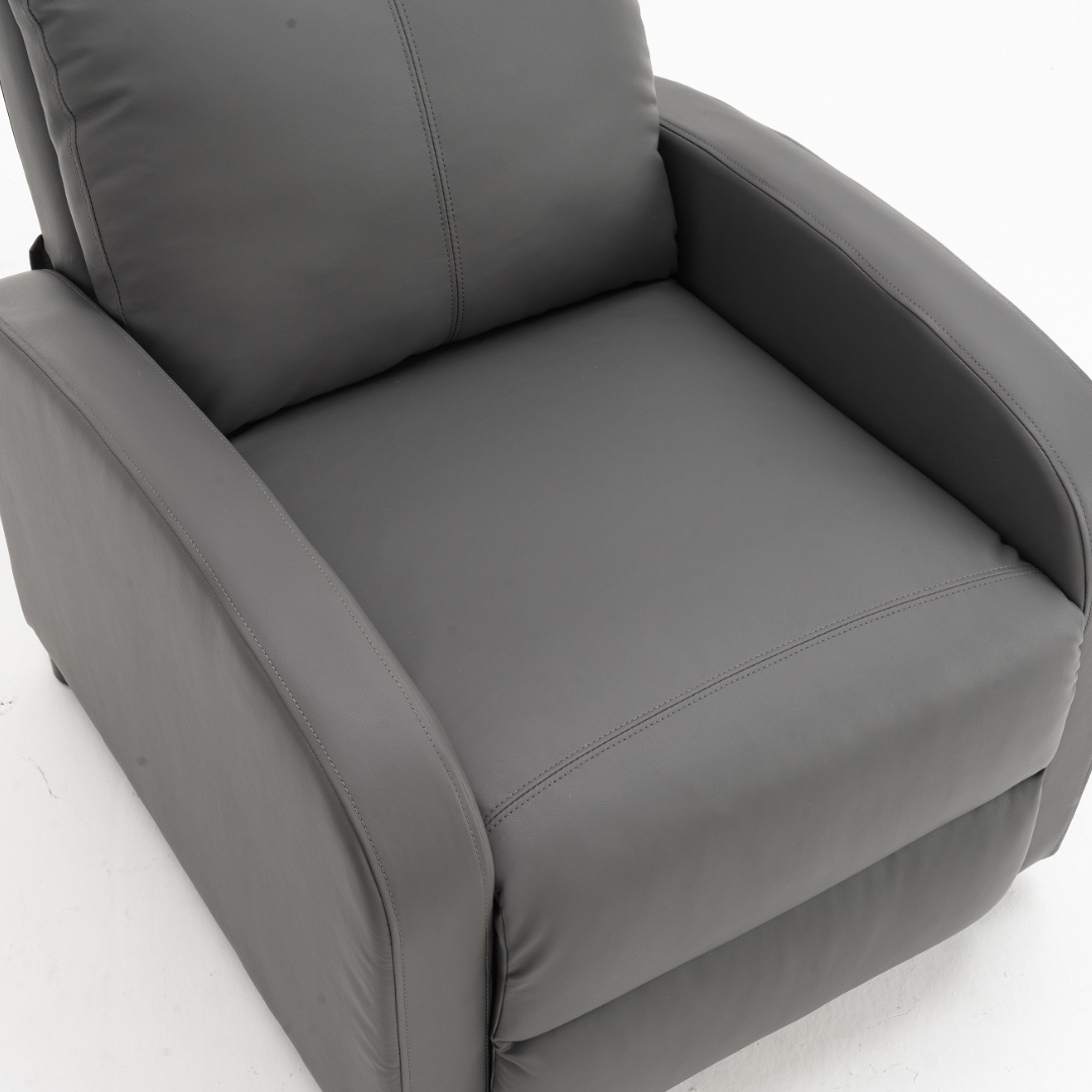 Fotoliu Recliner din Piele Ecologica Spatar Rabatabil si Suport Picioare Extensibil Gri