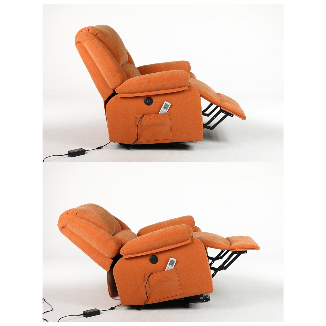 Fotoliu cu Masaj si Incalzire, Recliner Electric, Portocaliu