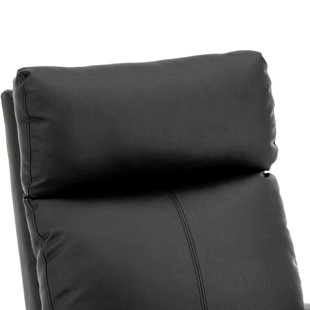 Fotoliu Recliner din Piele Ecologica Spatar Rabatabil si Suport Picioare Extensibil Negru