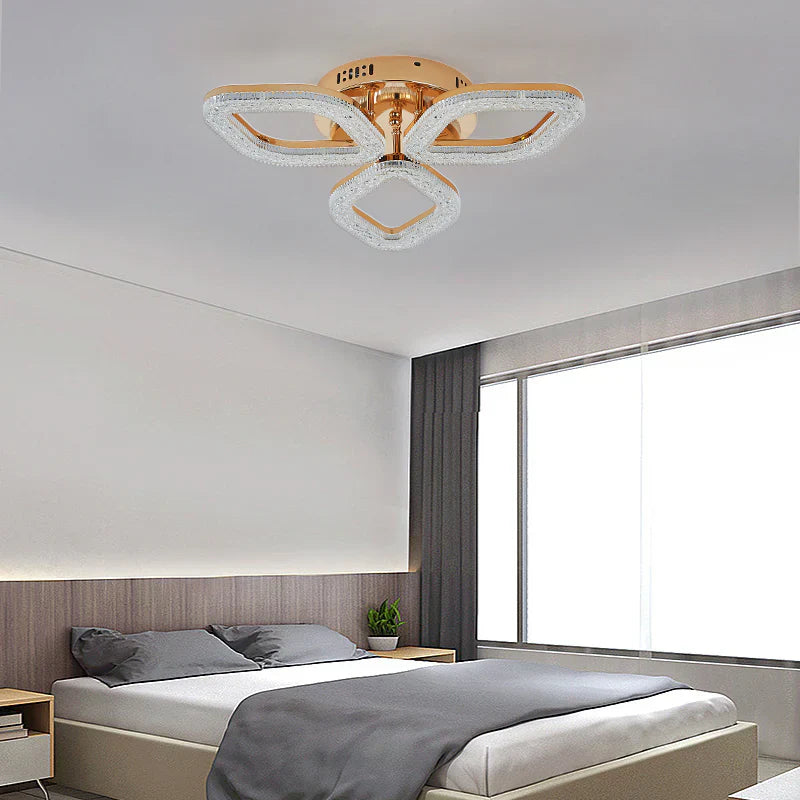 Lustra LED Golden 3 Diamonds Echivalent 250W Telecomanda