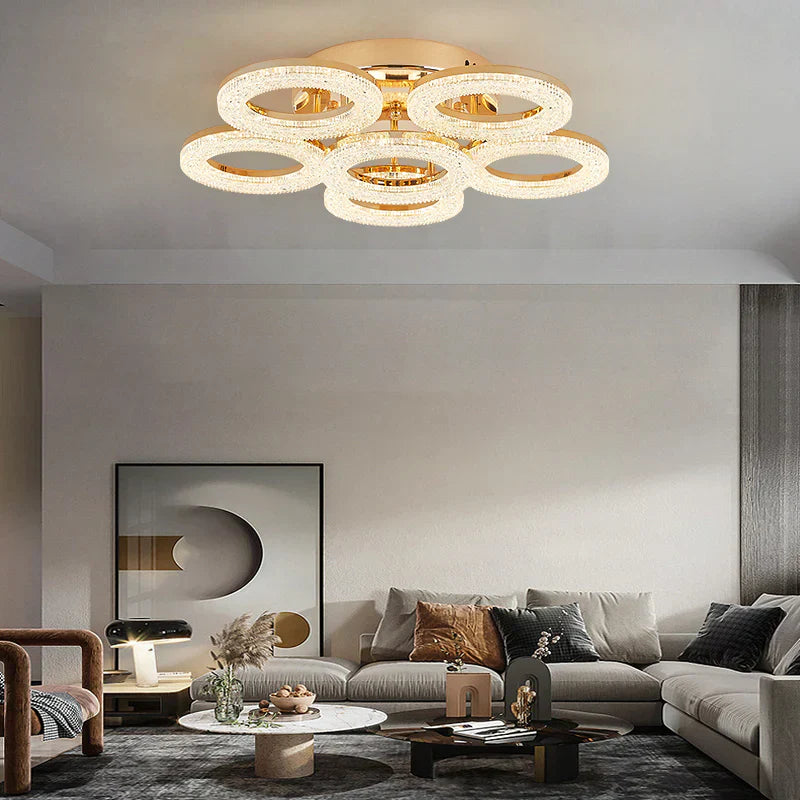Lustra LED Golden CIRCLE 5+1 Echivalent 800W Telecomanda