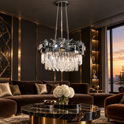 Candelabru Cristal Modern Troy Negru Lucios