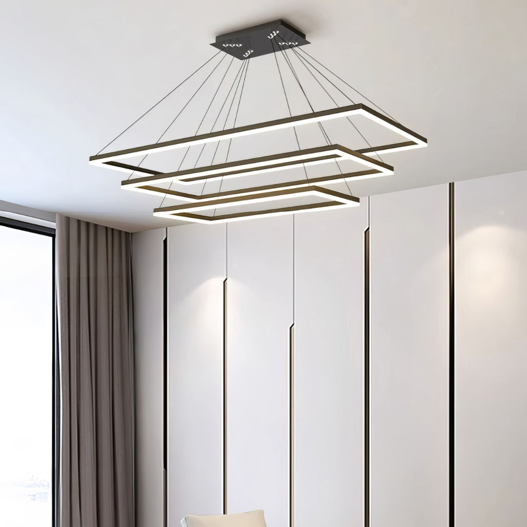 Lustra LED Suspendata cu 3 Elemente Rectangulare Neagra LT109 Echivalent 800W