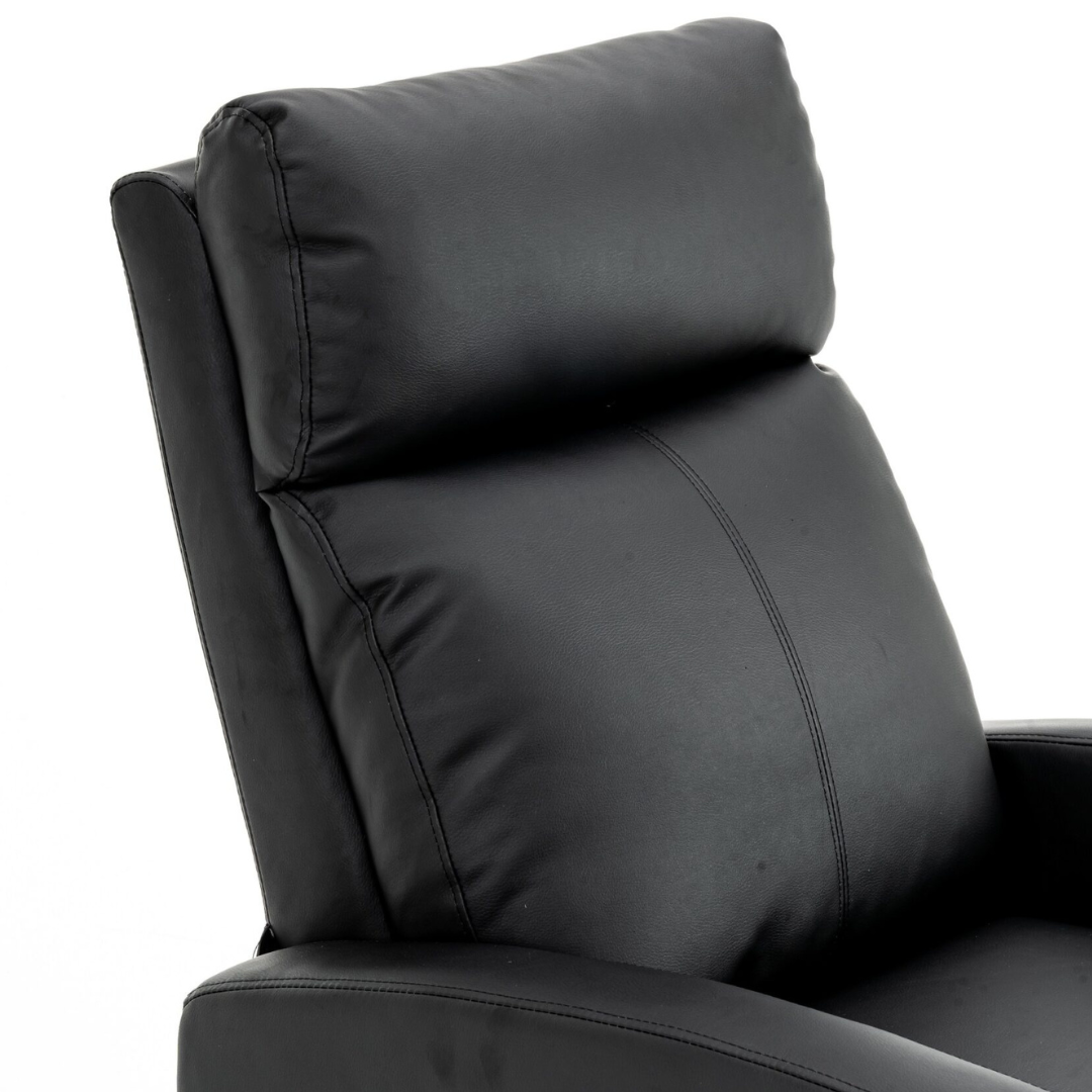 Fotoliu Recliner din Piele Ecologica Spatar Rabatabil si Suport Picioare Extensibil Negru