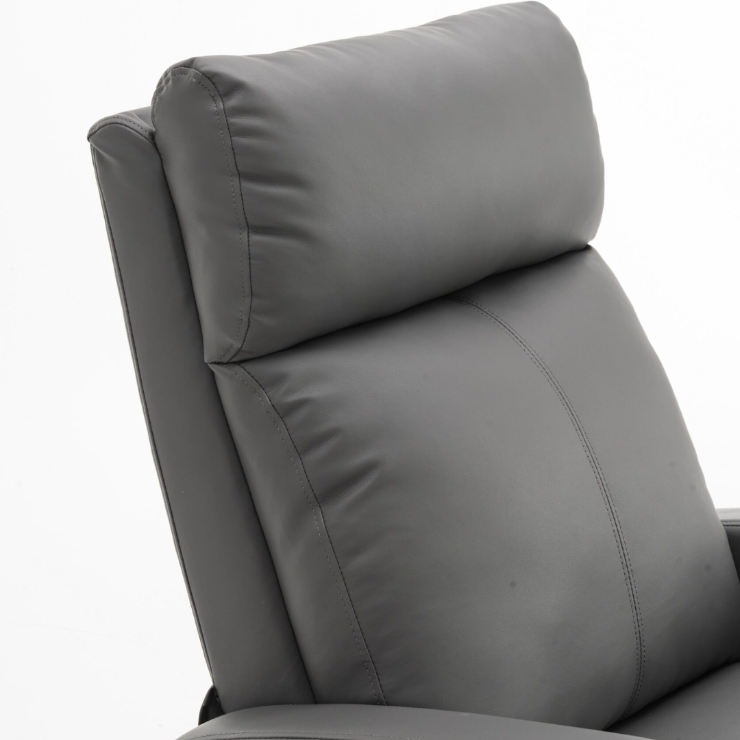 Fotoliu Recliner din Piele Ecologica Spatar Rabatabil si Suport Picioare Extensibil Gri