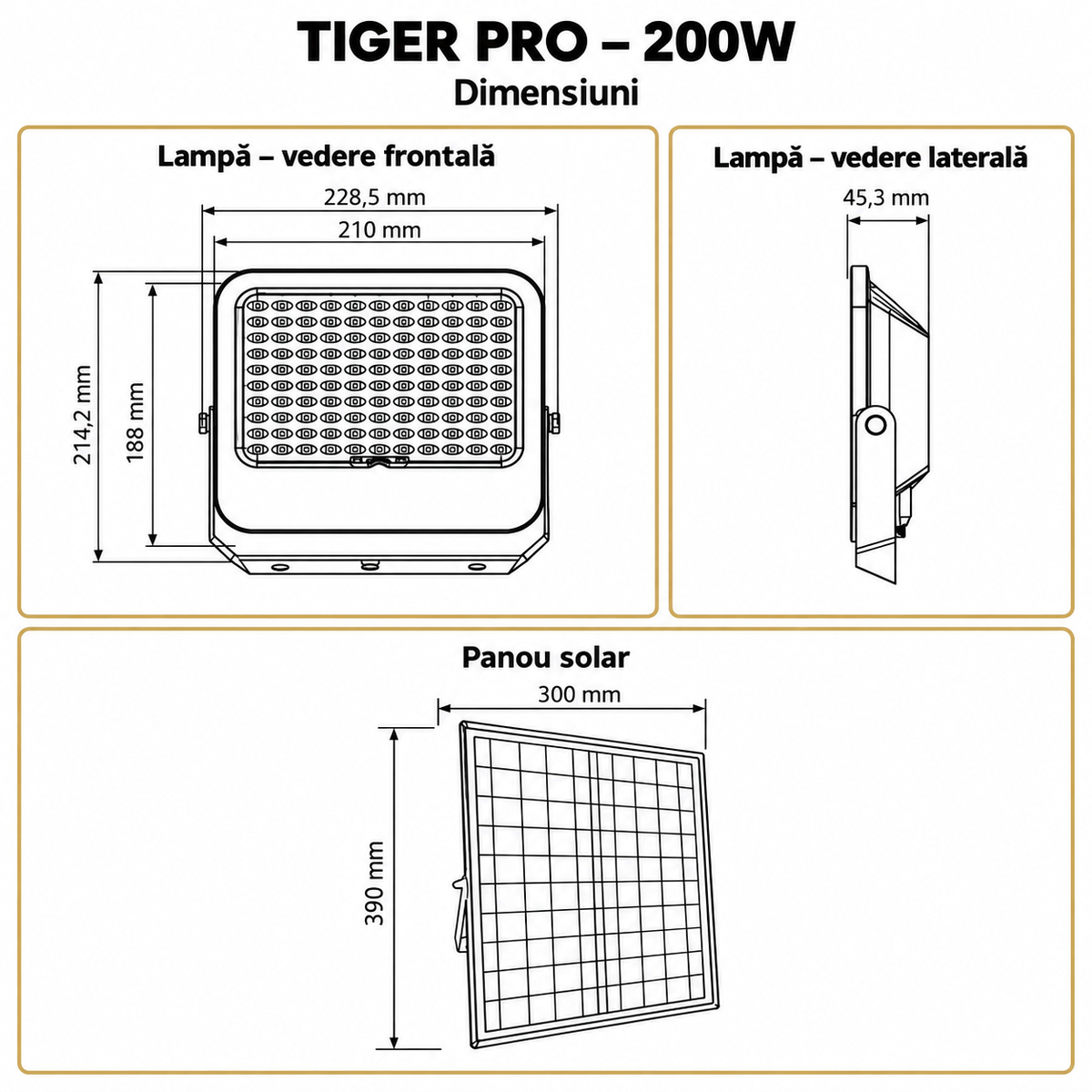 Lampa LED Solara Tiger Pro cu Panou Reglabil si Telecomanda 6400K
