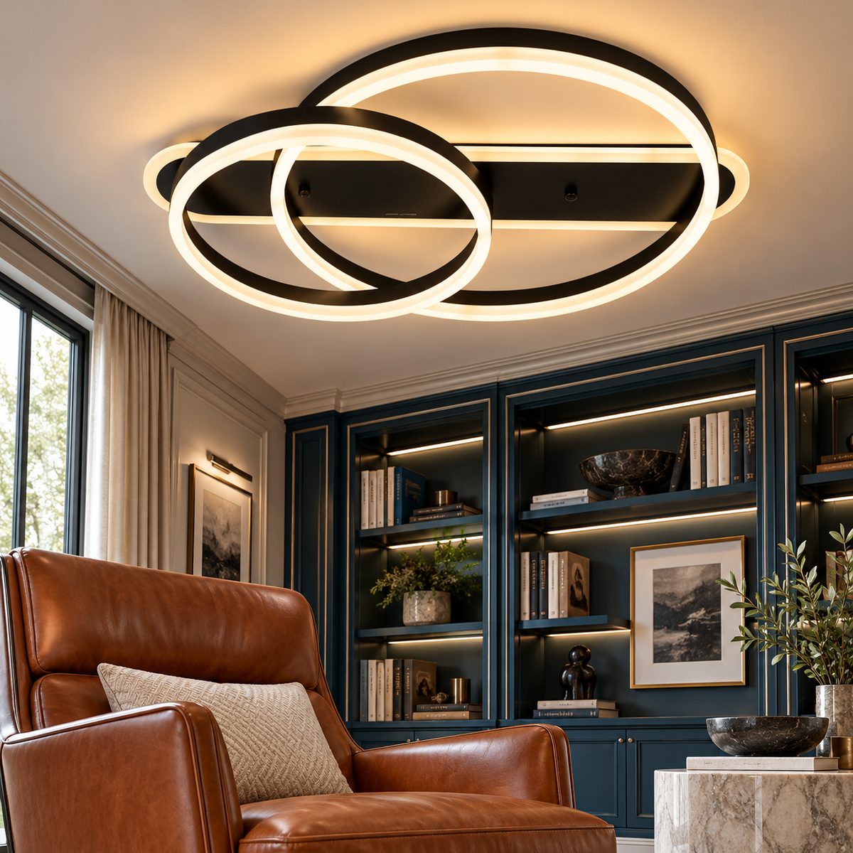 Lustra LED Aplicata Dyzo Black Echivalent 600W Telecomanda