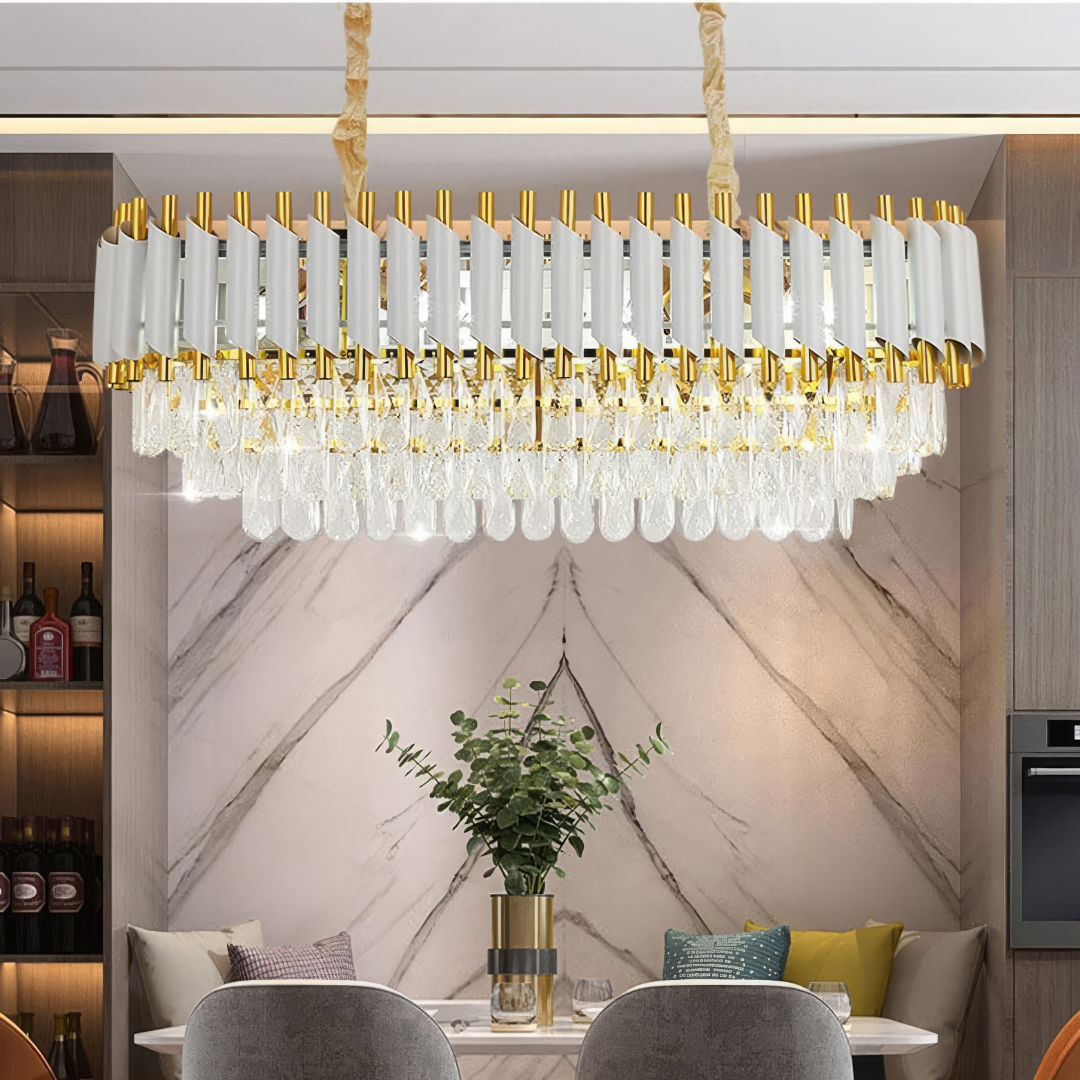 Candelabru Cristal 800MM WHITE PANTHER 8801/800 ALB + AURIU / 80X30CM / CRISTAL Chandeliers Crystal