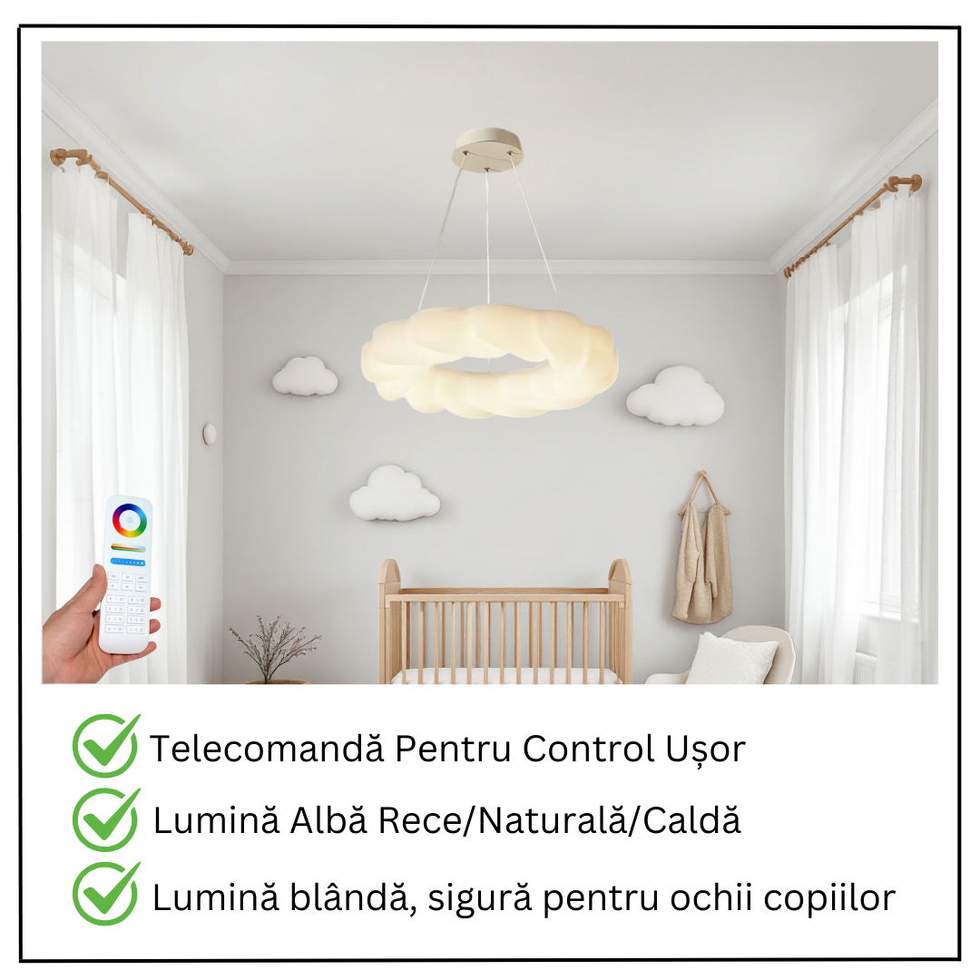Lustra LED Suspendata 120W Fluffy Cloud Telecomanda Echivalent 600W
