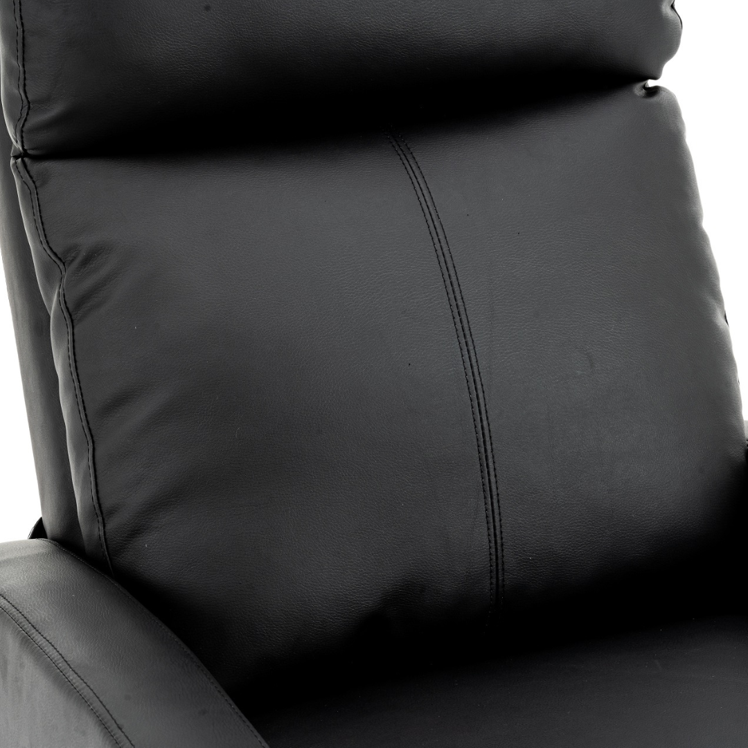 Fotoliu Recliner din Piele Ecologica Spatar Rabatabil si Suport Picioare Extensibil Negru