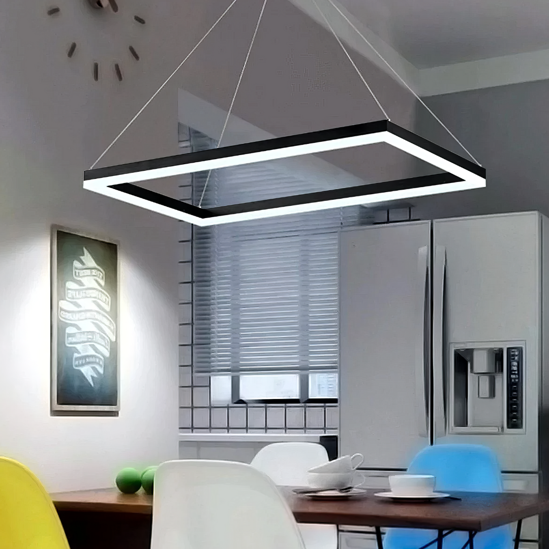 Lustra LED Suspendata 1 Element Rectangular 60X30CM Neagra Echivalent 300W